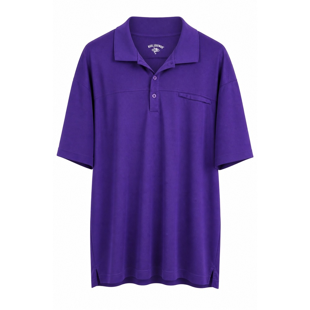 Reel Legends Perf Polo Shirt Men XXL Purple Moisture Wicking Fishing Golf Casual